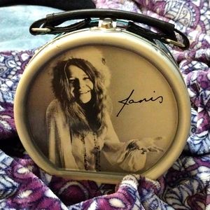 Vintage Janis Joplin tin box with handle